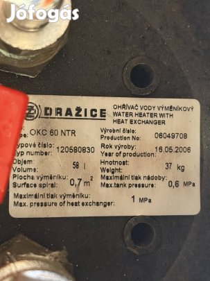 Sanierduval ( Drazice okc 60 ntr) indirekt tárolo, hőcserélős boiler.