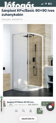 Sanplast KP4 90x90 íves zuhanykabin
