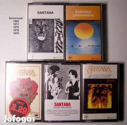 Santana 5 db-os kazetta-pakk (holland, sorlemezek 1969-től 1979-ig)
