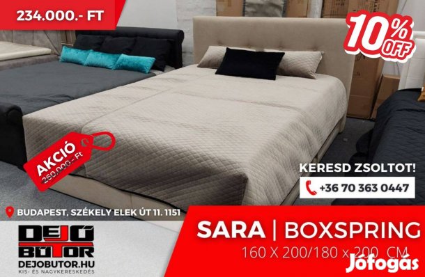 Sara Boxspring franciaágy 160x200 cm ágybetét + ágyneműtartó komplett