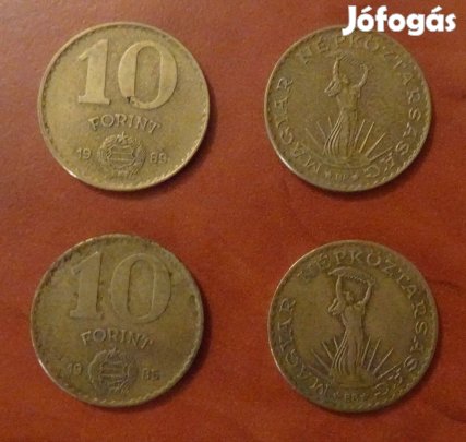 Sárga 10 forint érme 1985 és 1989