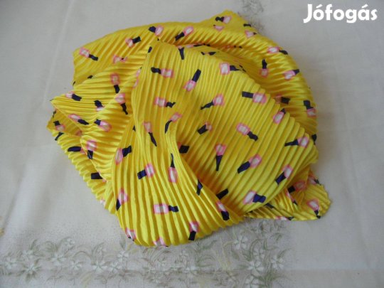 Sárga, körömlakk mintás női sál, kendő