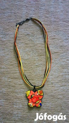 Sárga, narancssárga, élénk, vidám, tűzzománc nyaklánc