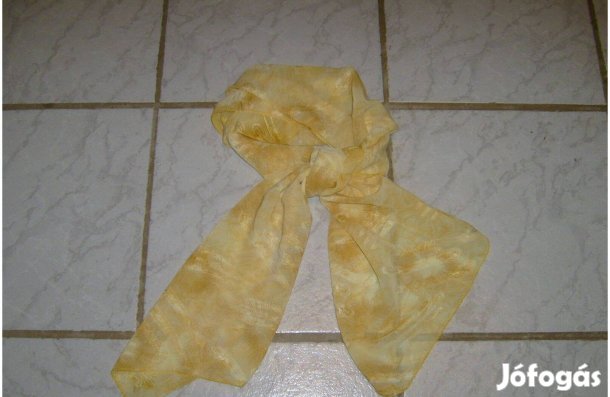 Sárga anyagában mintás sál, kendő 140 x 43 cm - Új