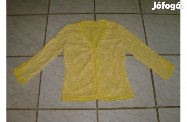 Sárga csipkés csinos sztreccs felső 36-os - Új