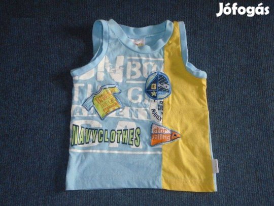 Sárga és kék mintás ujjatlan póló 3-6 hó (méret 68)