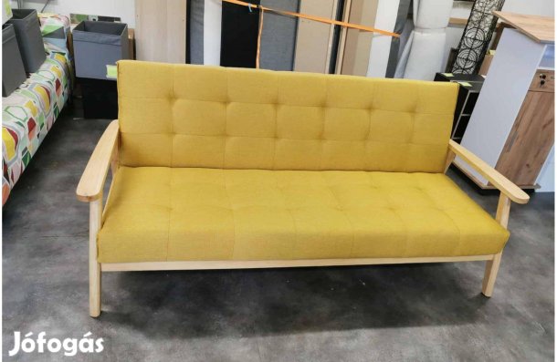 Sárga/fa vázas modern kanapé-ágy