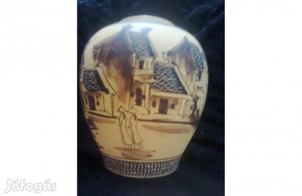 Sárga kínai váz- kézi festésű - akvarell hatás