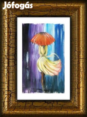 Sárga ruhás lány, ernyővel- amatőr alkotótól