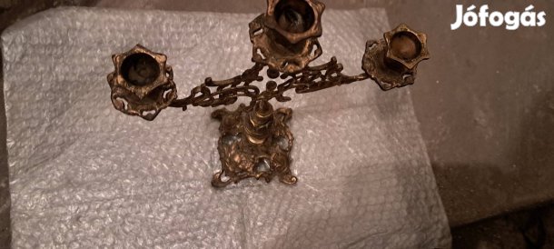 Sárgaréz gyertyatartó háromágú