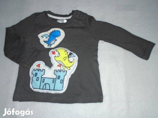 Sárkány és vár mintás hosszú ujjú felső 6-9 hó (méret 74)