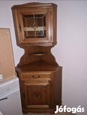 Sarok tölgy tálalószekrény , és vitrines fali konyha szekrény