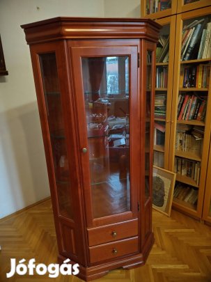 Sarok vitrin cseresznye színű 