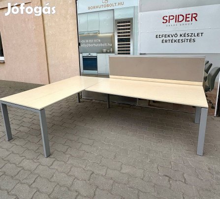 Sarokasztal, íróasztal, asztali paravánnal, Bene márkájú - használt