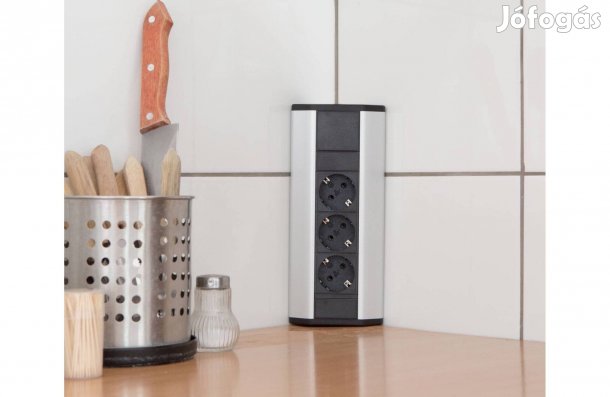 Sarokelosztó Hálózati 3x 250V, 16A alumínium ház 3-as elosztó hosszabb