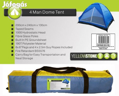 Sátor 4 Yellowstone ,vízálló 1500-mm, 240x210 cm Új!!Akció! Kényelmes,