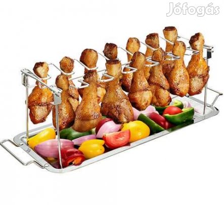 Saválló Acél Comb és Csirkeszárnysütő, Tálcával (3043)