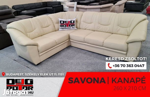 Savona valódi bőr bézs sarok kanapé ülőgarnitúra 260x210 cm
