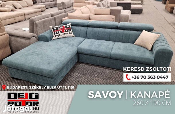 Savoy kanapé ülőgarnitúra sarok 260x190 cm ágyazható kék