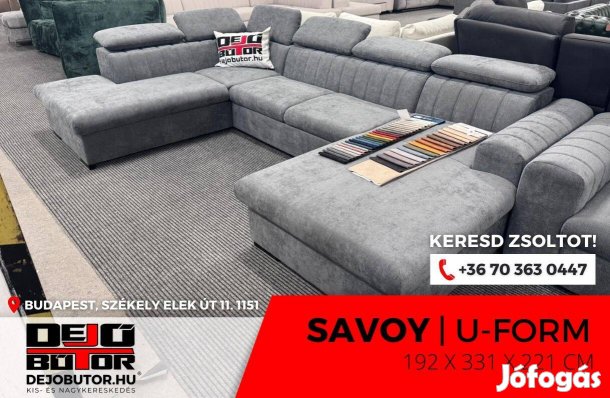 Savoy sarok kanapé bútor ülőgarnitúra 192x331x221 cm ualak grey