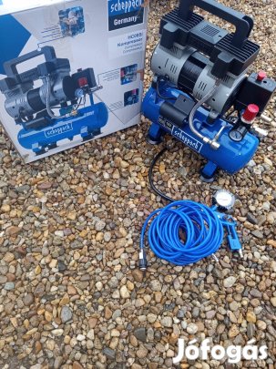Scheppach 6 literes 2 hengeres csendes kompresszor kiegészítőkkel 