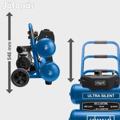 Scheppach HC20Si-Twin kompresszor ultra csendes 10bar, 20 literes,