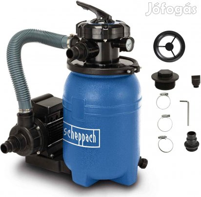 Scheppach PSFA15 - Medenceszűrő, homokszűrő rendszer - 5 az 1-ben,