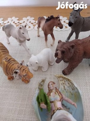 Schleich műanyag játék figura ló csikó szamár medve tigris tündér elf