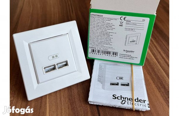 Schneider Electric Asfora dupla usb töltő A+A 2.1A fehér