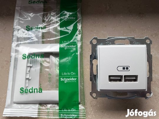 Schneider Sedna 2x USB-A aljzat + keret