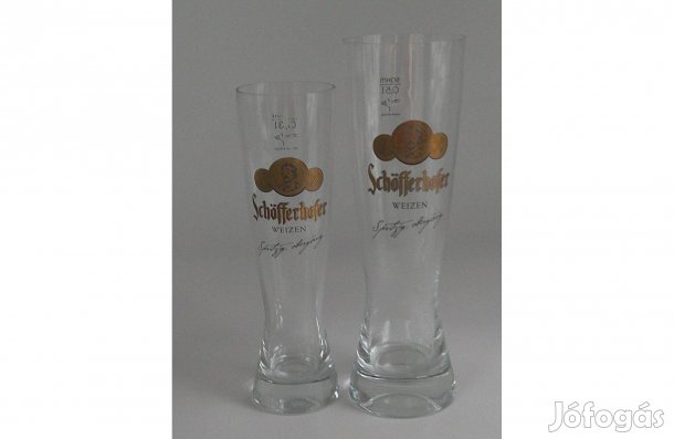Schöfferhofer sörös üveg pohár ( 2 db., 0.3, 0.5 Literes )