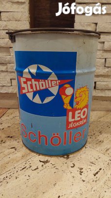 Schöller Leo jégrém bádog vödör, reklámhordozó
