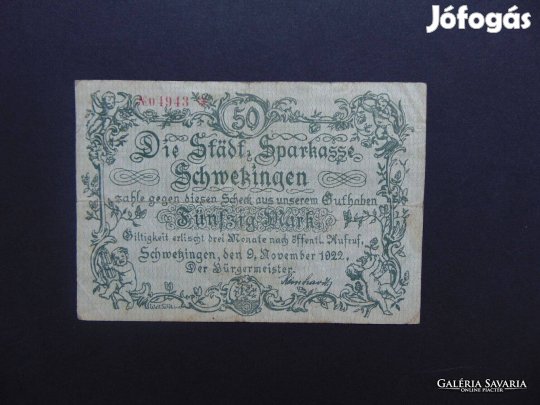 Schwetzingen 50 márka 1922 szükségpénz