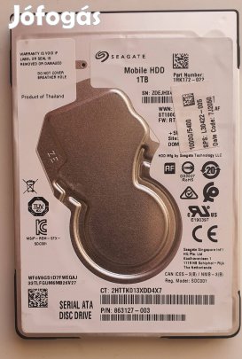 Seagate 1TB 2.5" hdd újszerű 