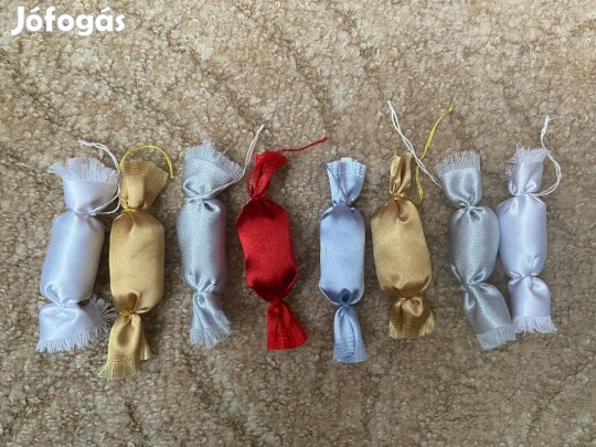 Selyem szaloncukrok karácsonyfára