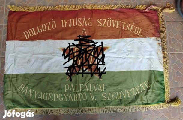 Selyem zászló.Pálfalvai Bányagépgyártó Vállalat. 50-es évek