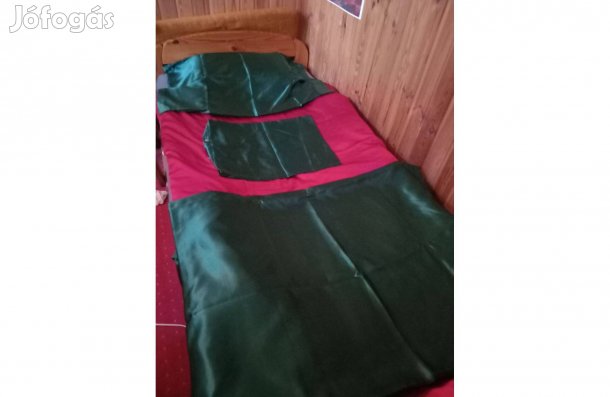 Selyemhatású 3 részes ágynemű bordó + s.zöld színben - Újszerű