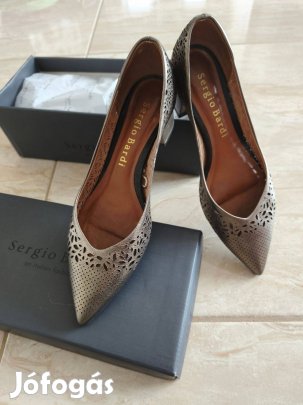 Sergio Bardi óarany, bronz arany női bőr cipő 38