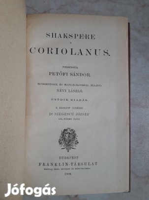 Shakespeare: Coriolanus, színmű - könyv
