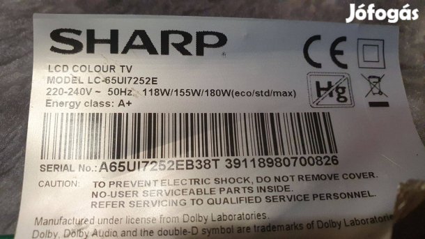 Sharp 65" LC-65UI6252E LED tv panelek T.MS6488E.U703