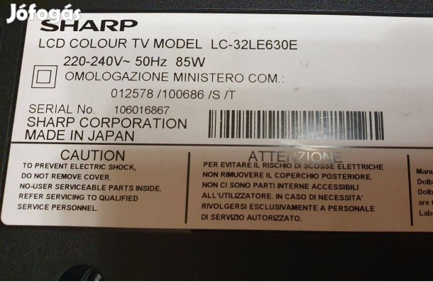 Sharp LC-32LE630E LED háttér hibás tv alkatrésznek kijelző hibátlan!