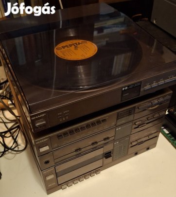 Sharp Retro Hifi. Lineáris lemezjátszó. Erősítő,rádió,magnó. Aux