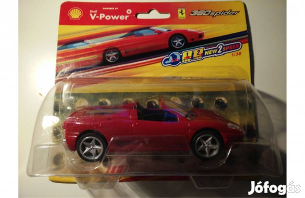 Shell V-Power Ferrari "360spider" 1:38 modell kisautó, bontatlan
