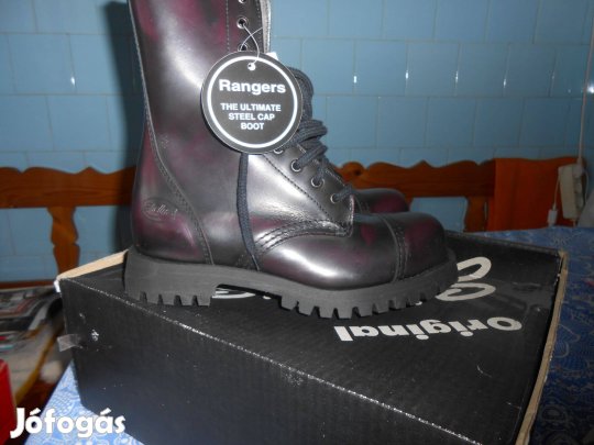 Shellys márkájú, burgundi színű, 10 kapcsos, 37-es valódi bőr bakan