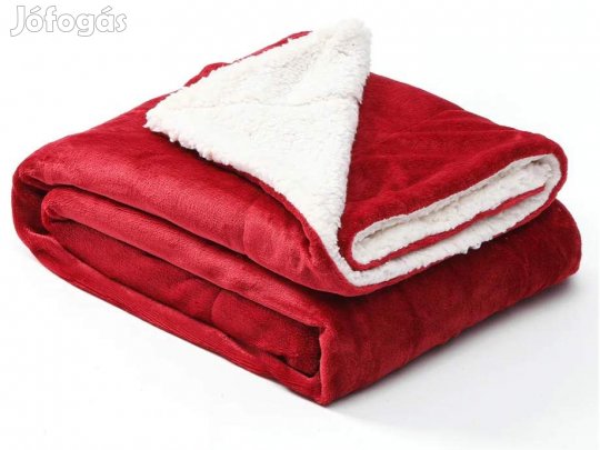 Sherpa vastag 150x200cm puha takaró wellsoft ágytakaró piros színű