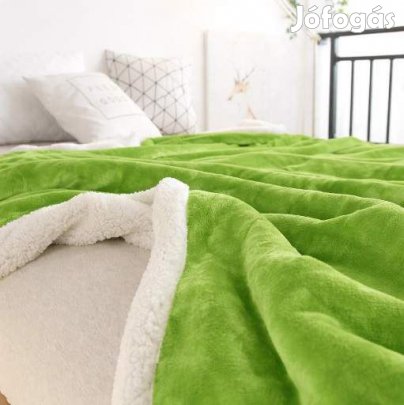 Sherpa vastag 150x200cm puha takaró wellsoft ágytakaró zöld színű