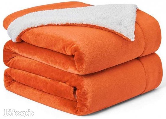 Sherpa vastag 200x230cm puha takaró wellsoft ágytakaró narancssárga