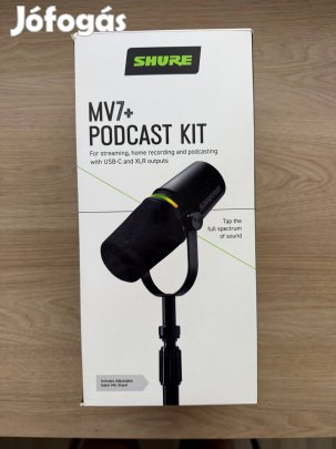 Shure MV7+ podcast mikrofon állvánnyal