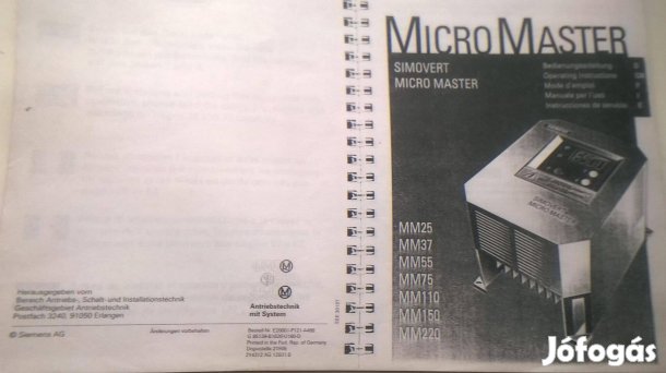 Siemens Micromaster frekvenciaváltó gépkönyv és beállítás