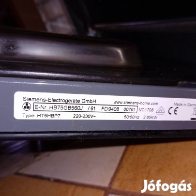 Siemens beépíthető sütő alkatrésznek vagy javításra